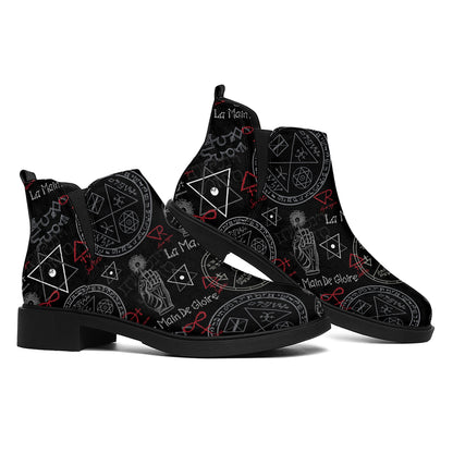 Hand Of Glory Black Magic Witch Print Flat Ankle Boots