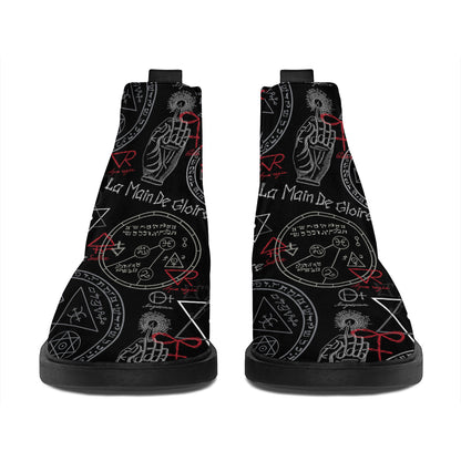 Hand Of Glory Black Magic Witch Print Flat Ankle Boots