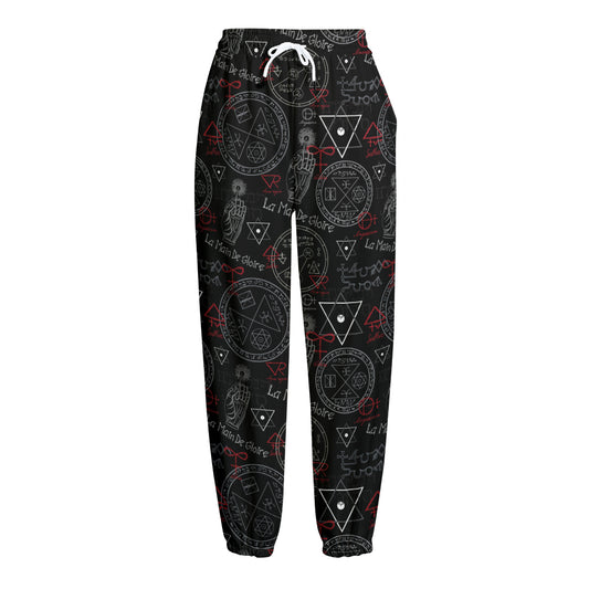 Hand Of Glory Black Magic Witch Print Fleece Lined Knit Pants