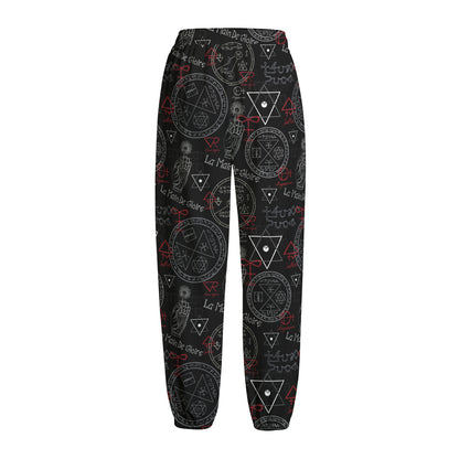 Hand Of Glory Black Magic Witch Print Fleece Lined Knit Pants