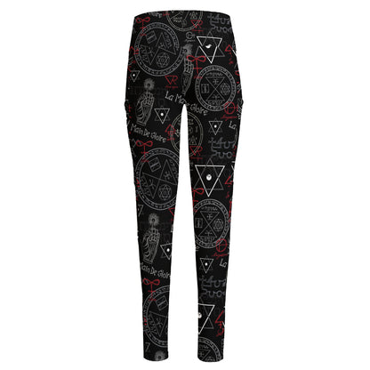Hand Of Glory Black Magic Witch Print High-Waisted Pocket Leggings