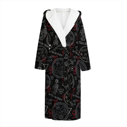 Hand Of Glory Black Magic Witch Print Hooded Bathrobe