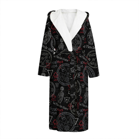 Hand Of Glory Black Magic Witch Print Hooded Bathrobe