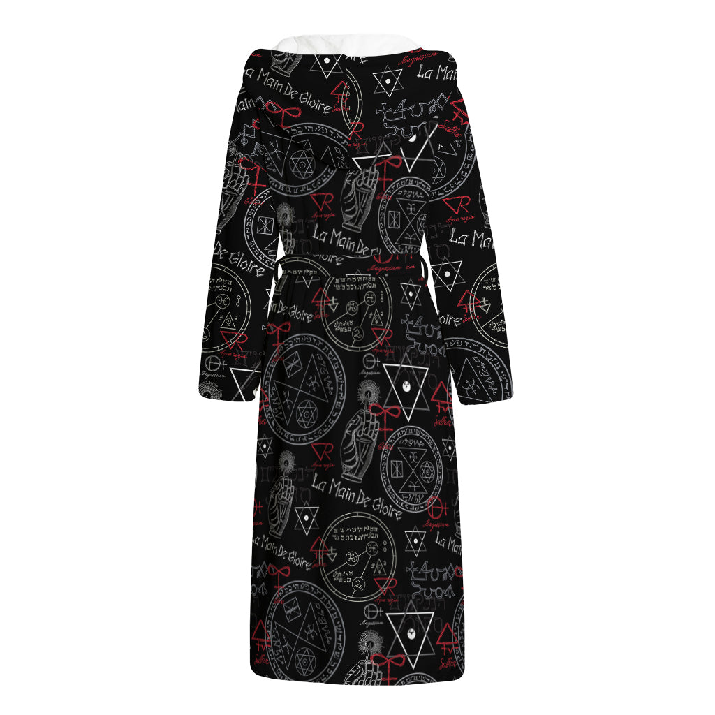Hand Of Glory Black Magic Witch Print Hooded Bathrobe