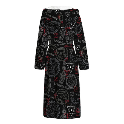 Hand Of Glory Black Magic Witch Print Hooded Bathrobe