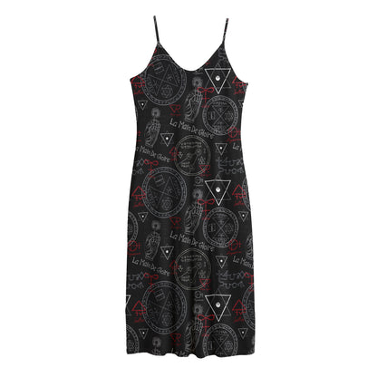 Hand Of Glory Black Magic Witch Print Jersey Midi Cami Dress