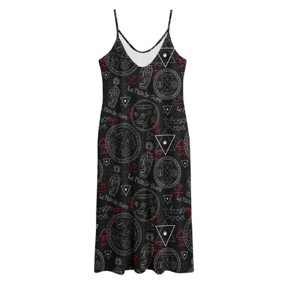 Hand Of Glory Black Magic Witch Print Jersey Midi Cami Dress