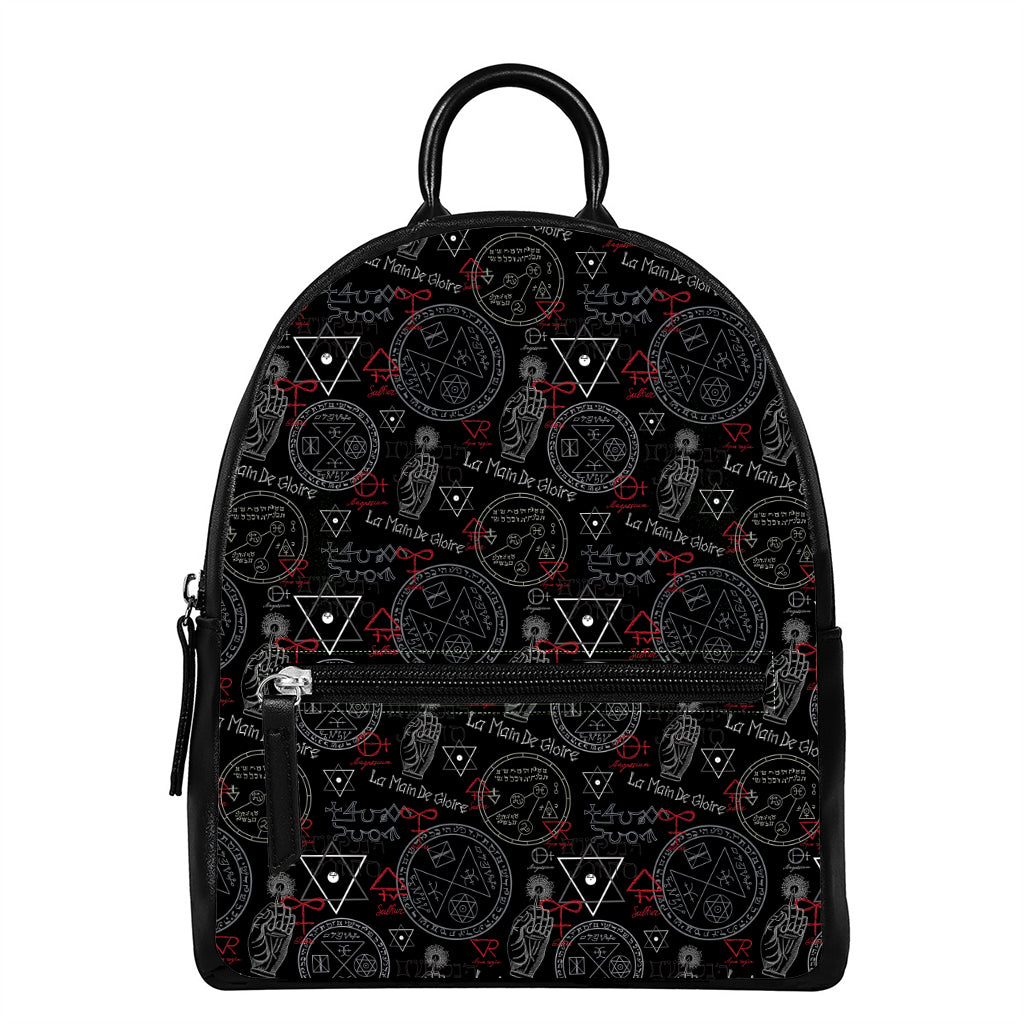 Hand Of Glory Black Magic Witch Print Leather Backpack