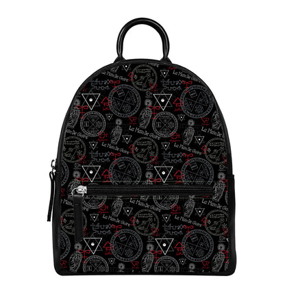 Hand Of Glory Black Magic Witch Print Leather Backpack