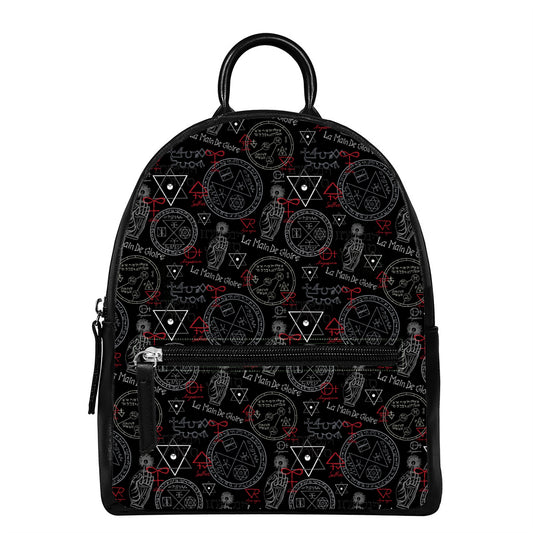 Hand Of Glory Black Magic Witch Print Leather Backpack