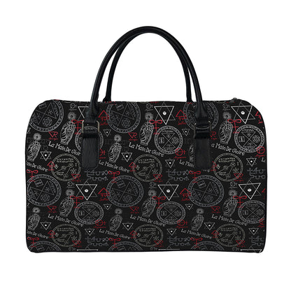 Hand Of Glory Black Magic Witch Print Leather Duffle Bag