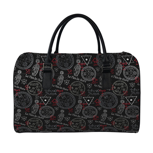 Hand Of Glory Black Magic Witch Print Leather Duffle Bag
