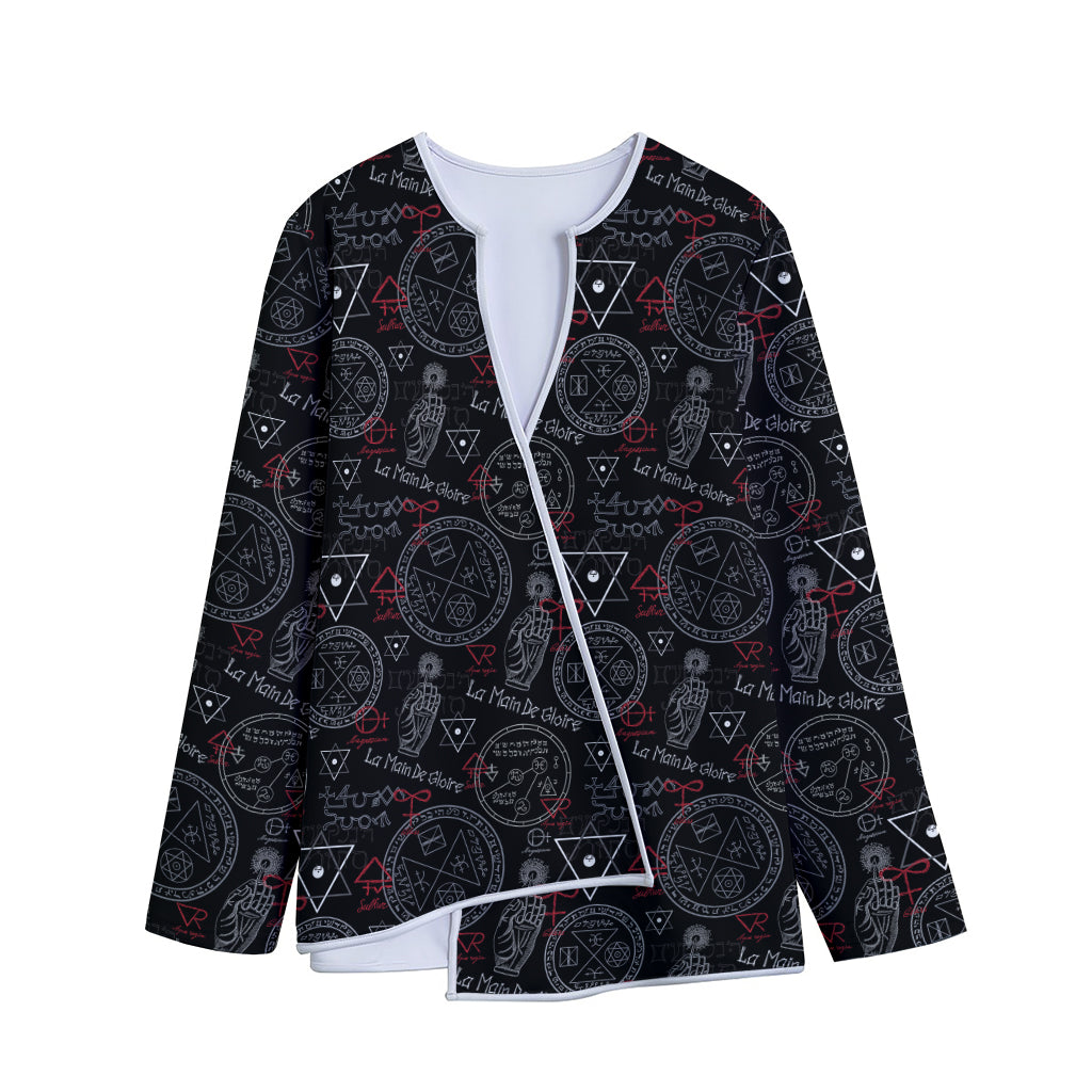 Hand Of Glory Black Magic Witch Print Long Sleeve Short Coat