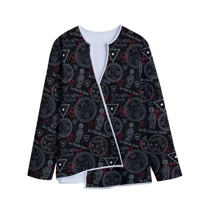 Hand Of Glory Black Magic Witch Print Long Sleeve Short Coat