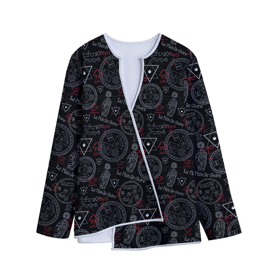 Hand Of Glory Black Magic Witch Print Long Sleeve Short Coat