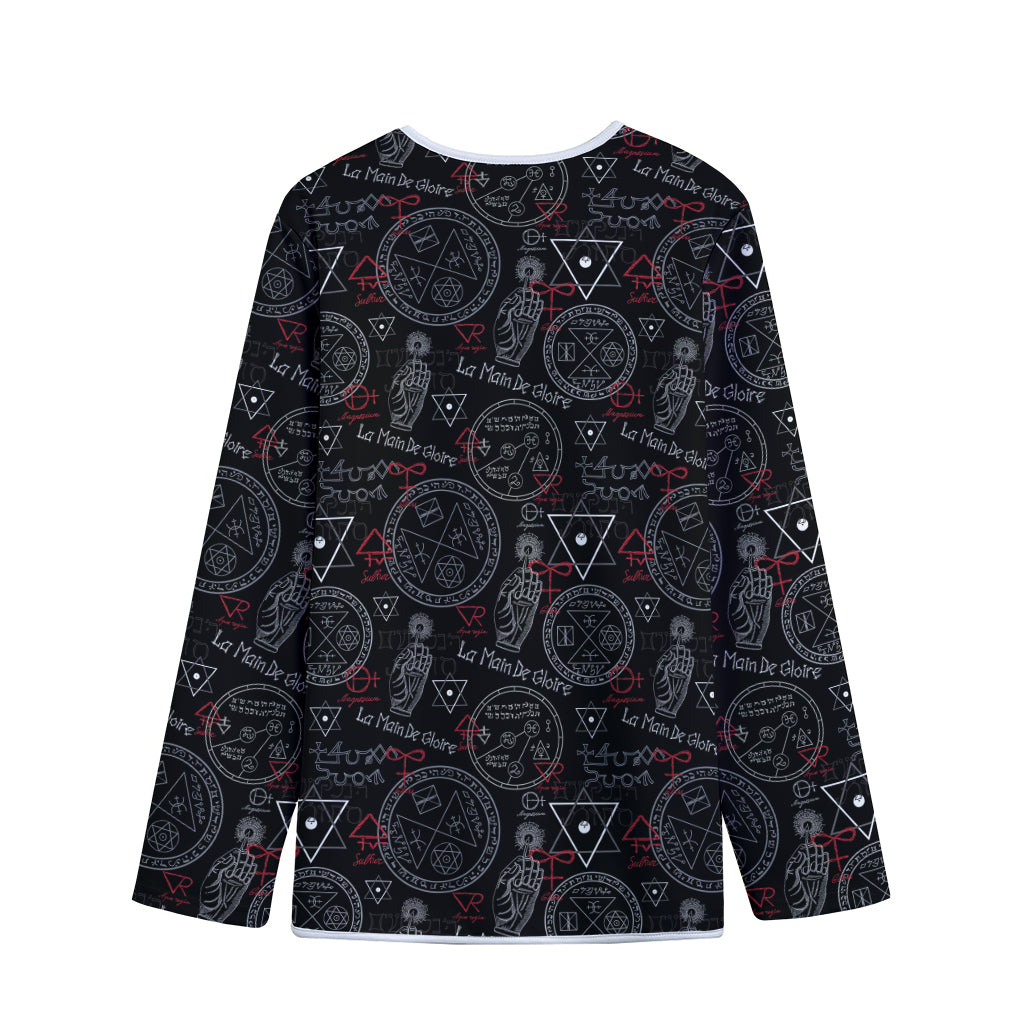 Hand Of Glory Black Magic Witch Print Long Sleeve Short Coat