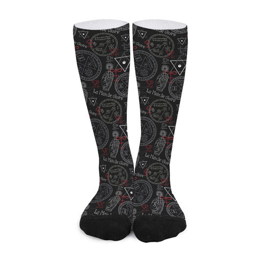 Hand Of Glory Black Magic Witch Print Long Socks