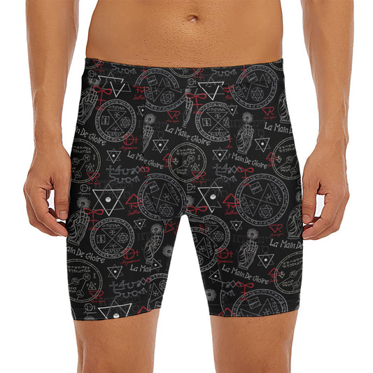 Hand Of Glory Black Magic Witch Print Men's Long Boxer Briefs