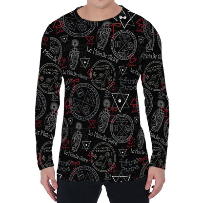 Hand Of Glory Black Magic Witch Print Men's Long Sleeve T-Shirt
