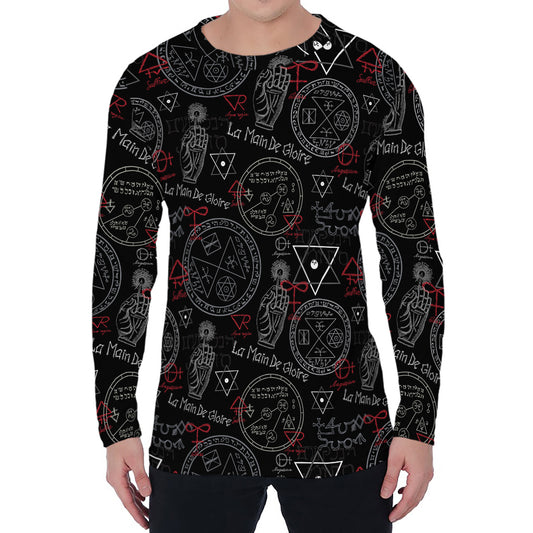 Hand Of Glory Black Magic Witch Print Men's Long Sleeve T-Shirt