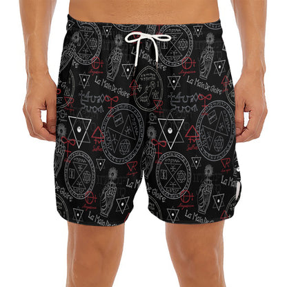 Hand Of Glory Black Magic Witch Print Men's Split Running Shorts