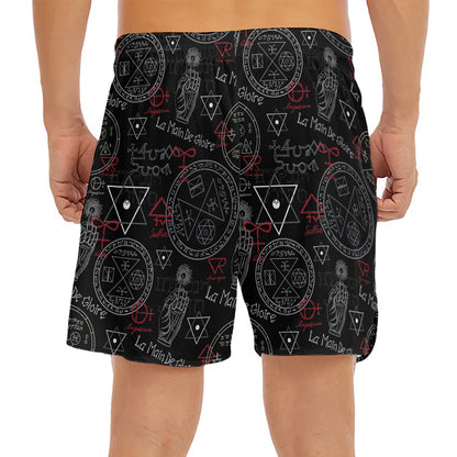 Hand Of Glory Black Magic Witch Print Men's Split Running Shorts