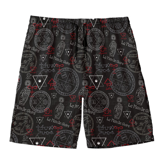 Hand Of Glory Black Magic Witch Print Men's Swim Trunks