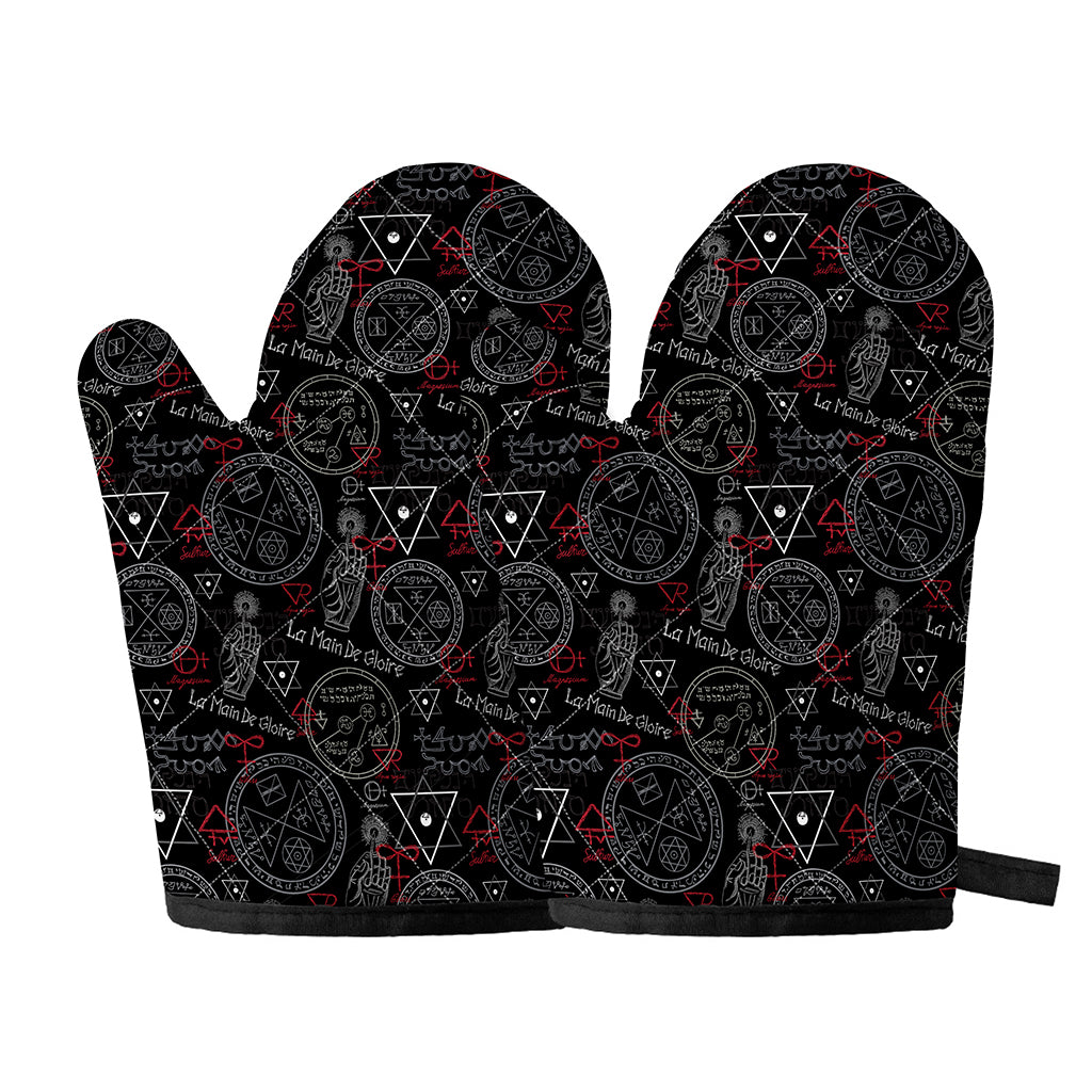 Hand Of Glory Black Magic Witch Print Oven Mitts