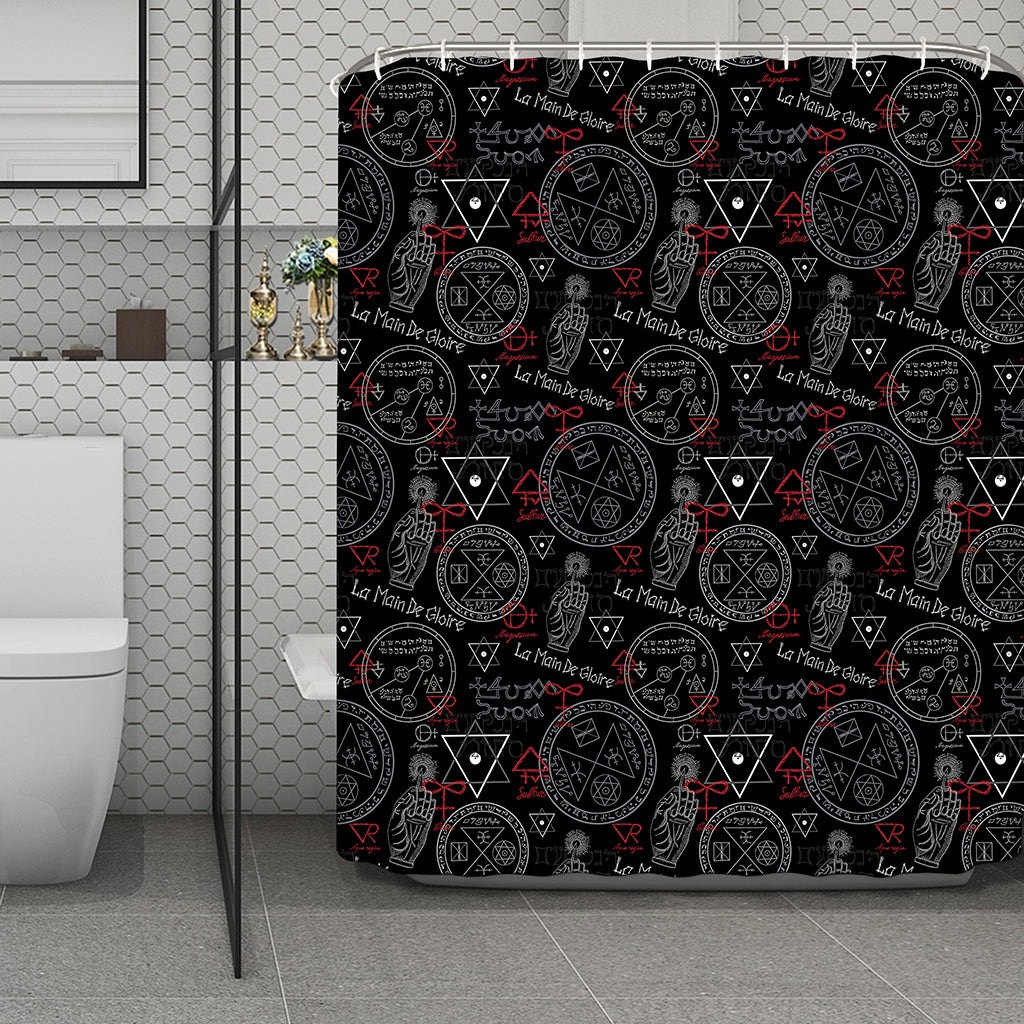 Hand Of Glory Black Magic Witch Print Polyester Shower Curtain