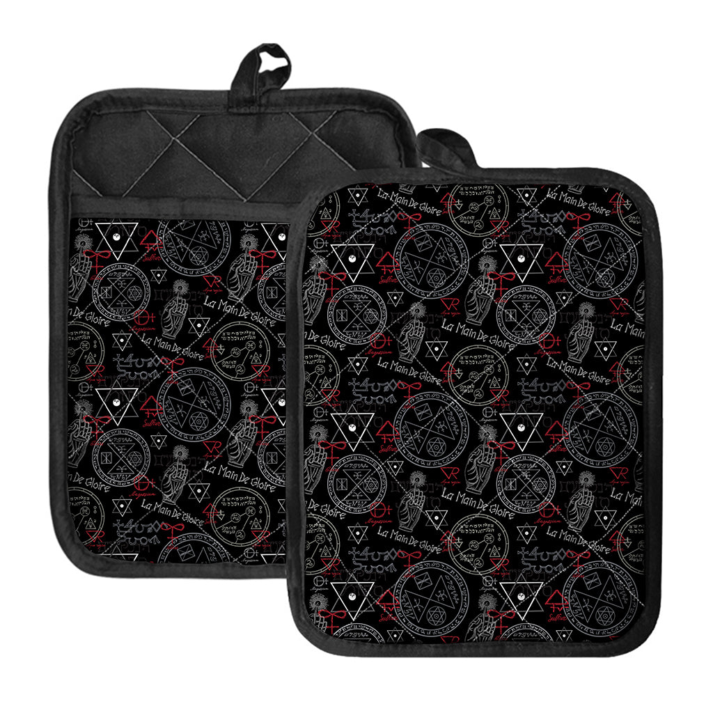Hand Of Glory Black Magic Witch Print Pot Holders With Pocket