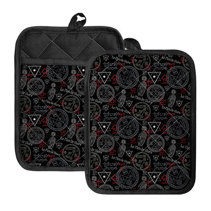 Hand Of Glory Black Magic Witch Print Pot Holders With Pocket