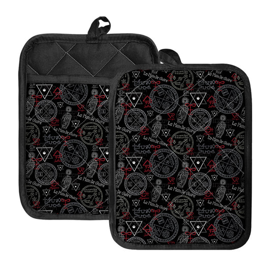 Hand Of Glory Black Magic Witch Print Pot Holders With Pocket
