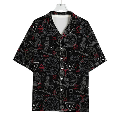 Hand Of Glory Black Magic Witch Print Rayon Hawaiian Shirt