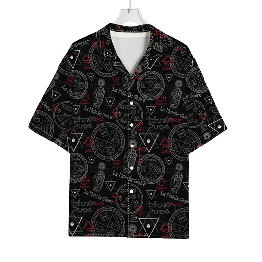 Hand Of Glory Black Magic Witch Print Rayon Hawaiian Shirt