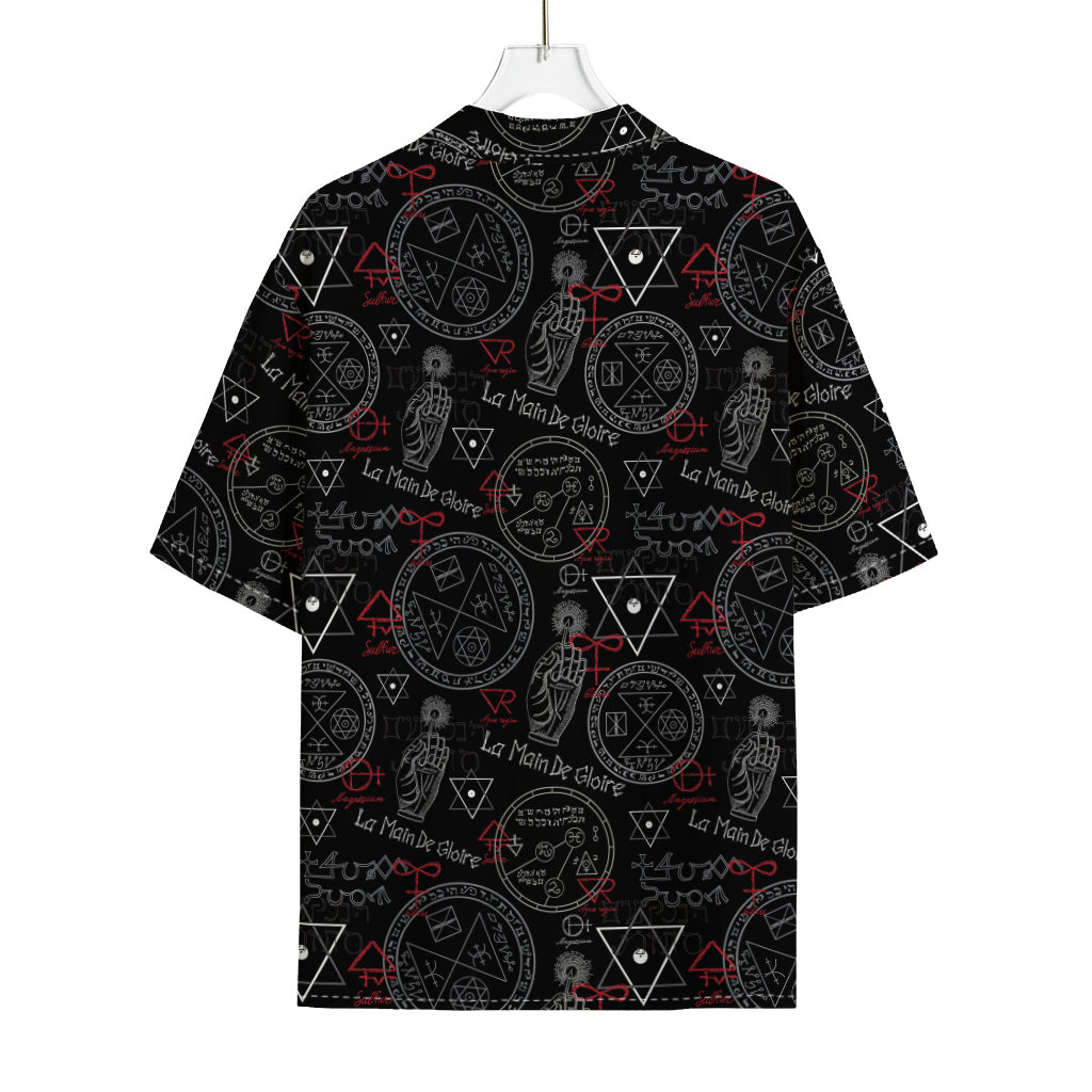 Hand Of Glory Black Magic Witch Print Rayon Hawaiian Shirt