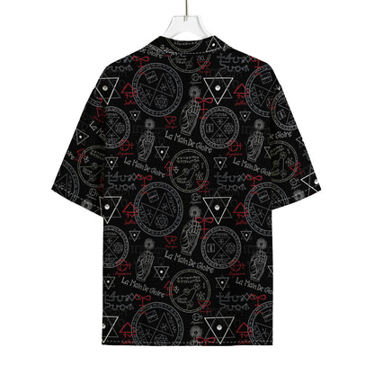 Hand Of Glory Black Magic Witch Print Rayon Hawaiian Shirt