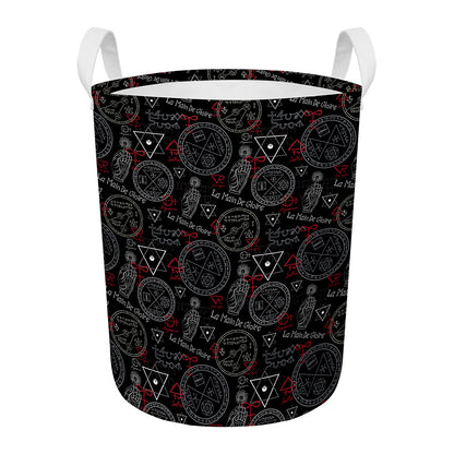 Hand Of Glory Black Magic Witch Print Round Laundry Basket