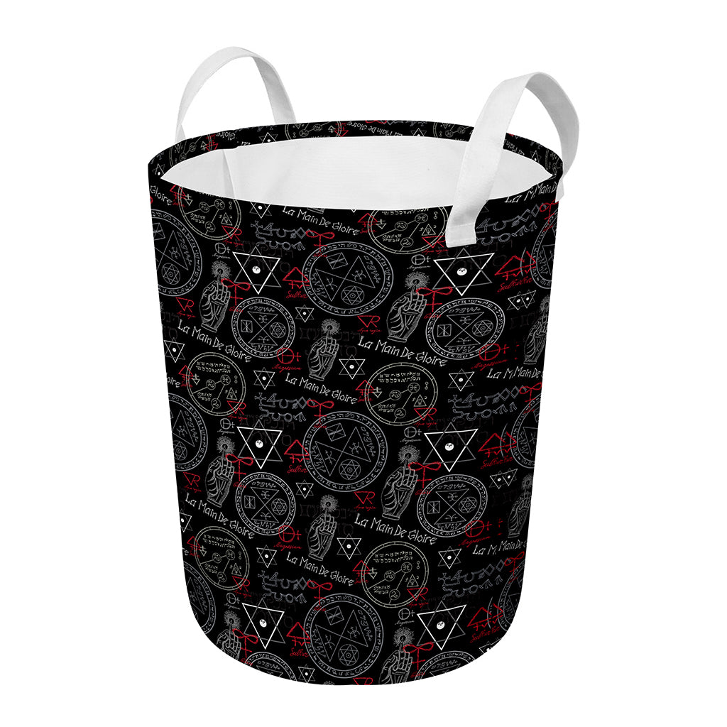 Hand Of Glory Black Magic Witch Print Round Laundry Basket