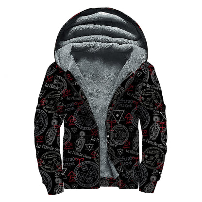 Hand Of Glory Black Magic Witch Print Sherpa Lined Zip Up Hoodie
