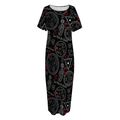 Hand Of Glory Black Magic Witch Print Short Sleeve Long Nightdress
