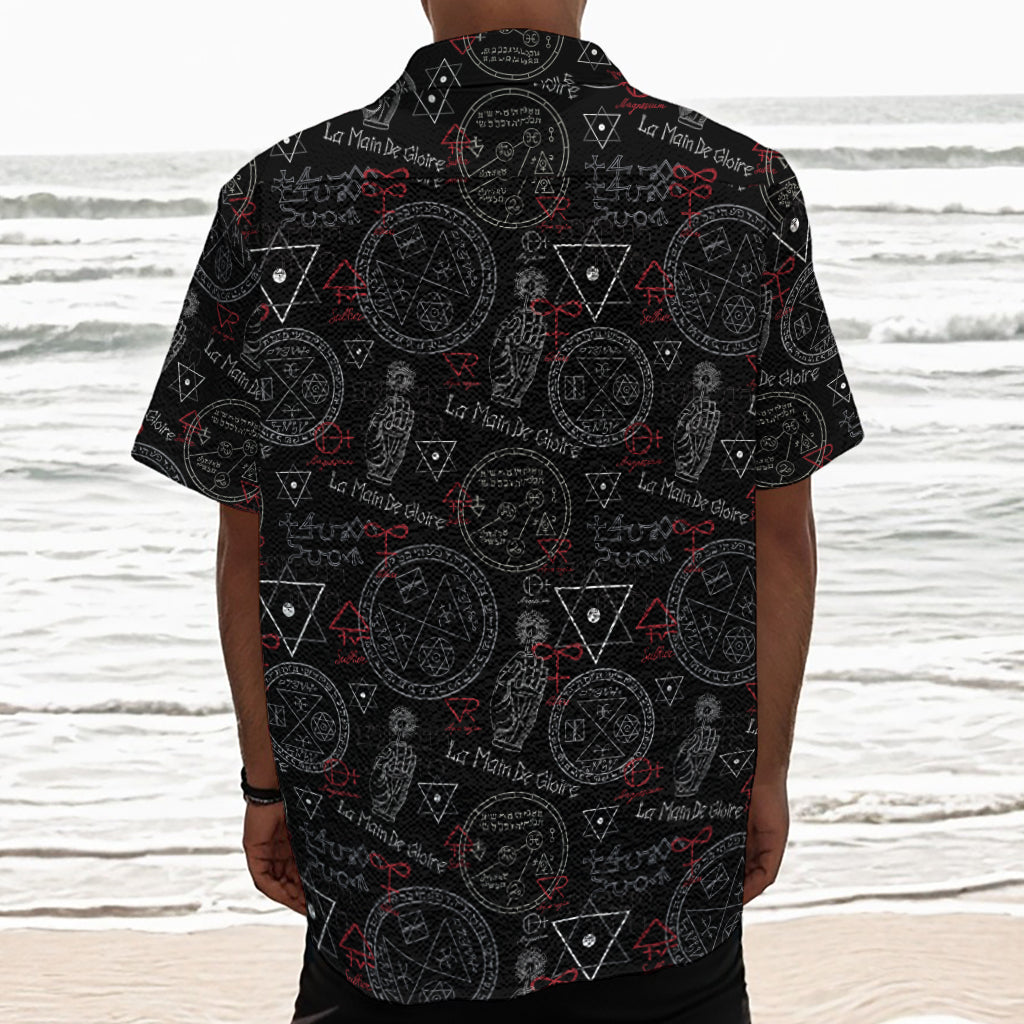 Hand Of Glory Black Magic Witch Print Textured Short Sleeve Shirt