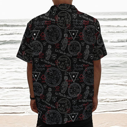 Hand Of Glory Black Magic Witch Print Textured Short Sleeve Shirt