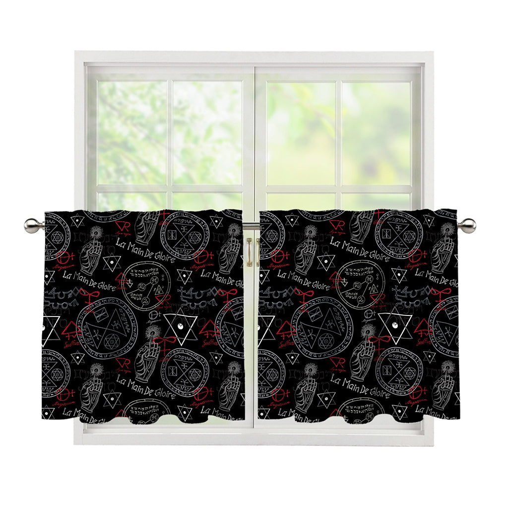 Hand Of Glory Black Magic Witch Print Tier Curtains