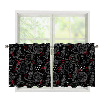 Hand Of Glory Black Magic Witch Print Tier Curtains
