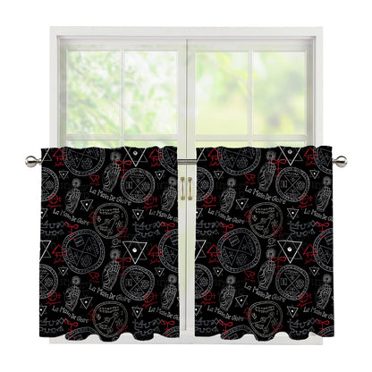 Hand Of Glory Black Magic Witch Print Tier Curtains