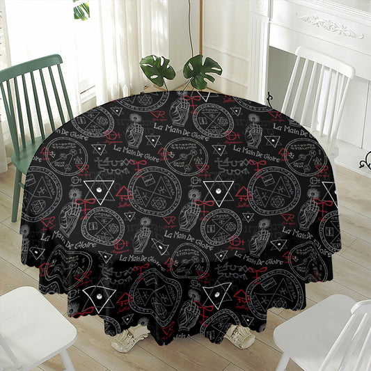 Hand Of Glory Black Magic Witch Print Waterproof Round Tablecloth