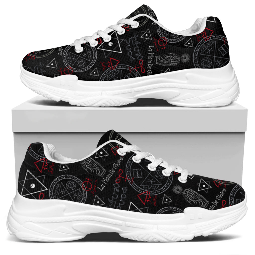 Hand Of Glory Black Magic Witch Print White Chunky Shoes