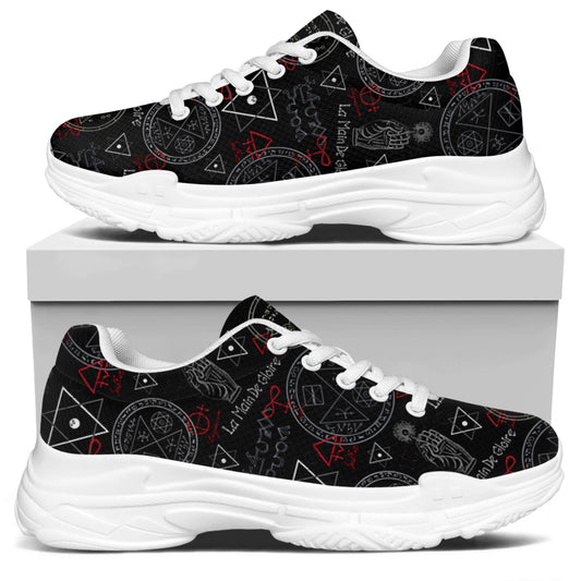 Hand Of Glory Black Magic Witch Print White Chunky Shoes
