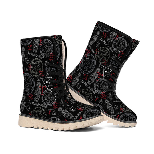 Hand Of Glory Black Magic Witch Print Winter Boots