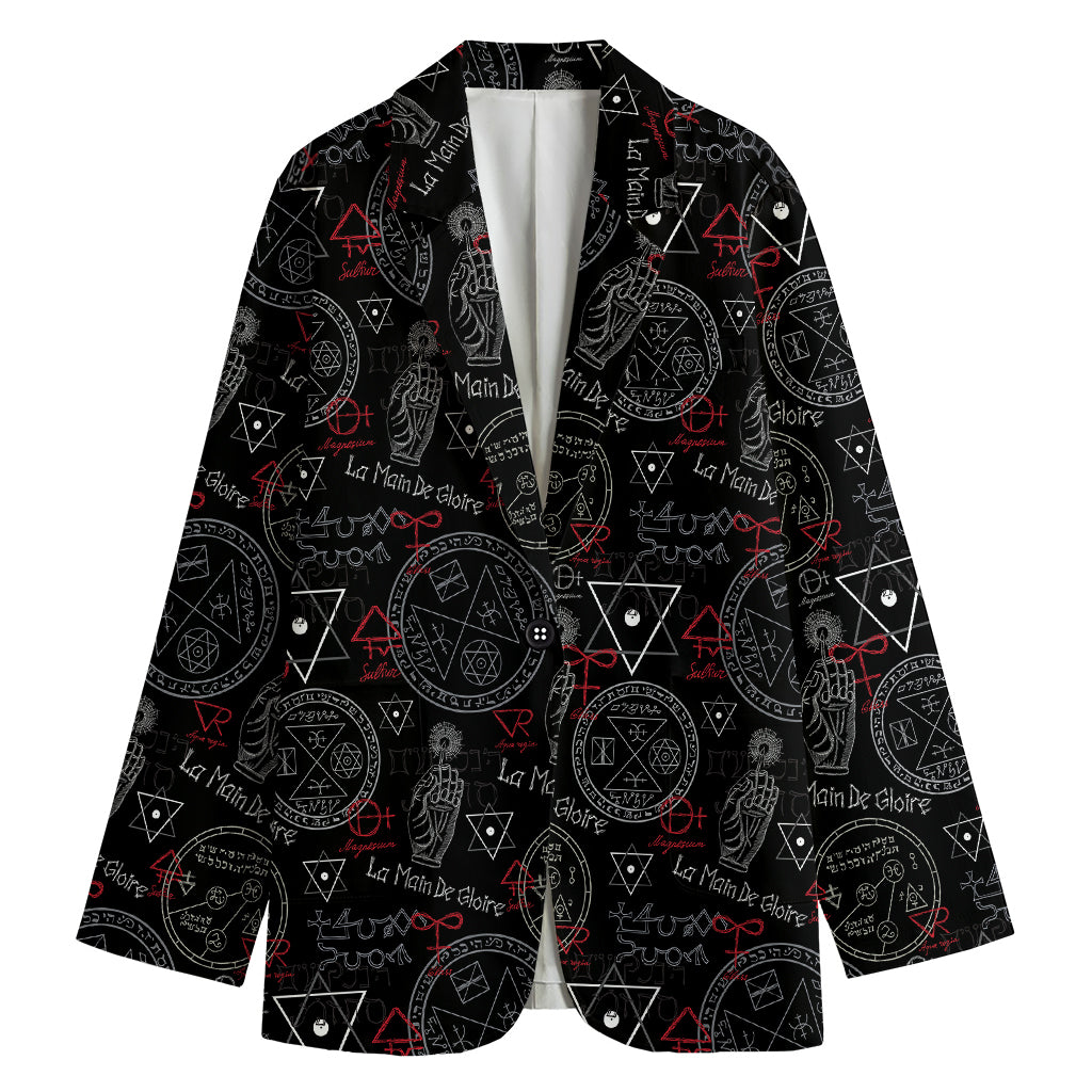 Hand Of Glory Black Magic Witch Print Women's Blazer
